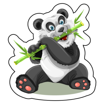 Cute Happy Panda Eating Bamboo Sticker